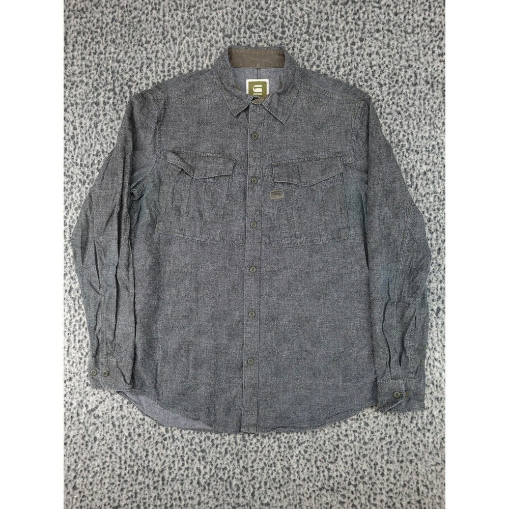 G-Star Raw Rovic Shirt Mens XL Grey Long Sleeve Button Up Cargo Utility